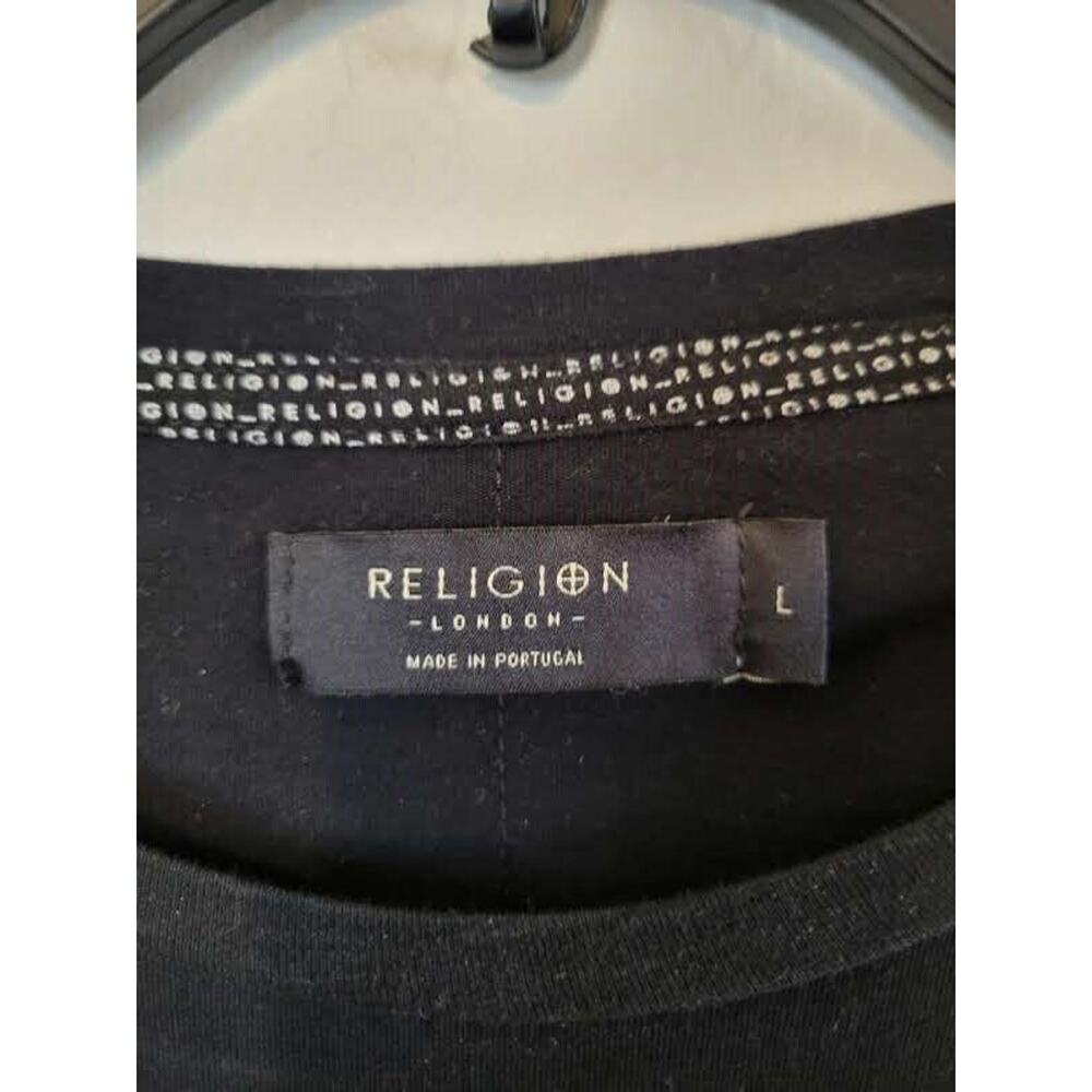 Religion London Black Rose Skull Graphic Tee Short Sleeve Men's T-shirt Size L - Picture 5 of 5